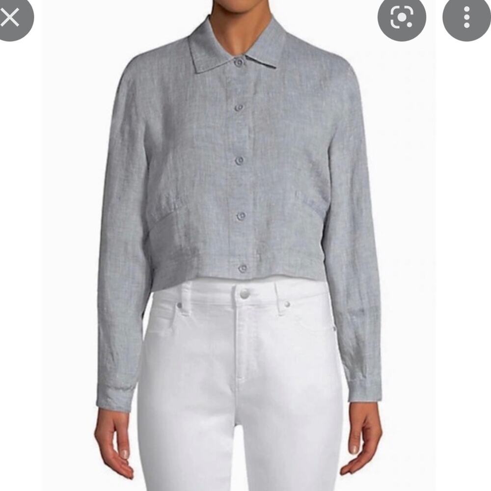 Eileen Fisher Woman Linen Jacket Button Down 1X Plus Size
